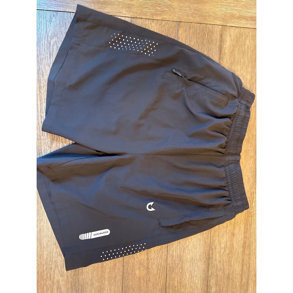Northyard Mens Athletic Running Shorts Black Size S Zipper Pockets Reflective